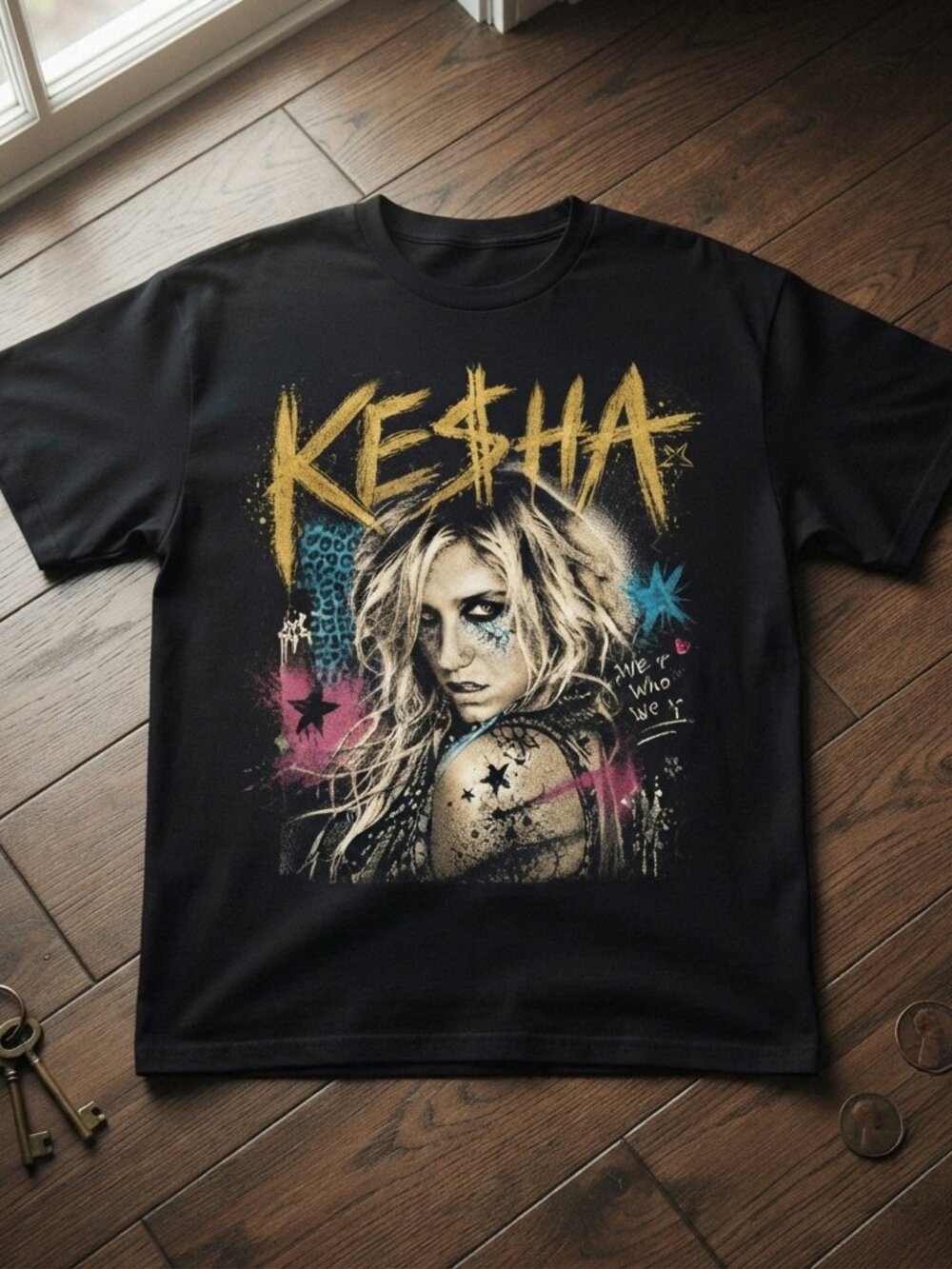 Kesha Vintage Style Pop Star Graphic Black T-Shirt